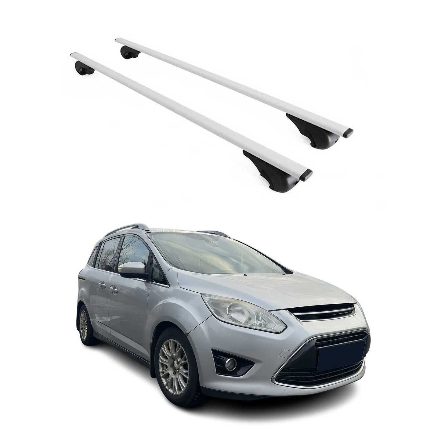 Dachträger Grundtäger für Ford Grand C-Max 2010-2019 75kg Metall Silber 2 tlg