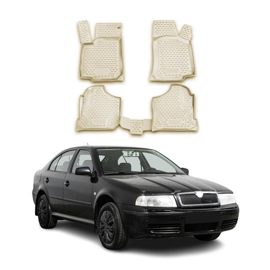 OMAC Fußmatten Automatten für Skoda Octavia 1996-2004 Gummi Beige 4 tlg