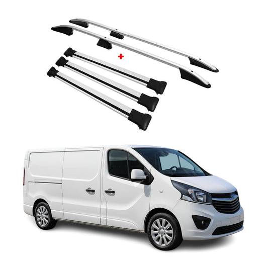 Dachreling + Dachträger SET für Opel Vivaro 2014-2019 L2 Langer Alu Silber 5x