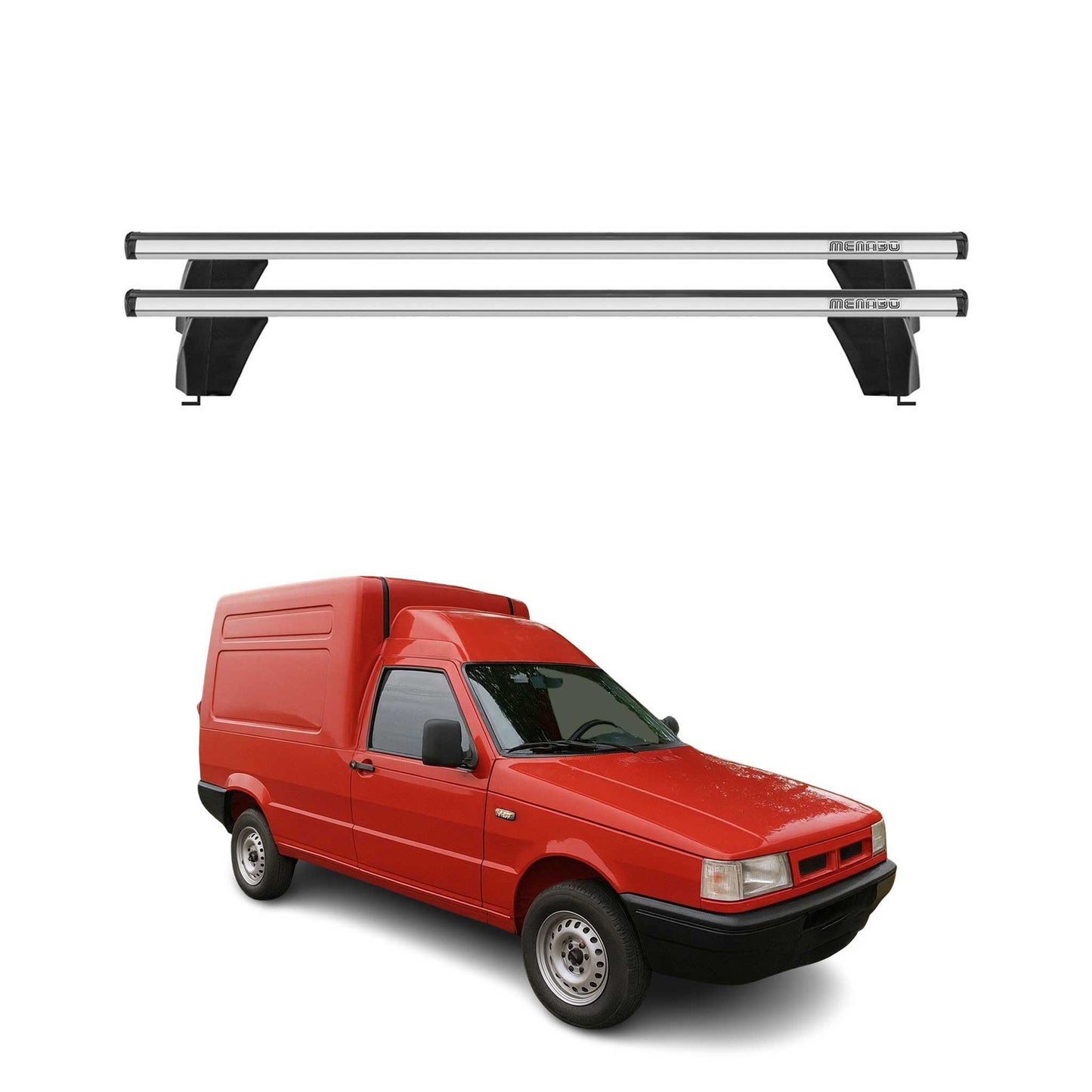 Bagażnik dachowy Menabo do Fiata Fiorino 1987-2007 75kg aluminiowy srebrny 2 szt.
