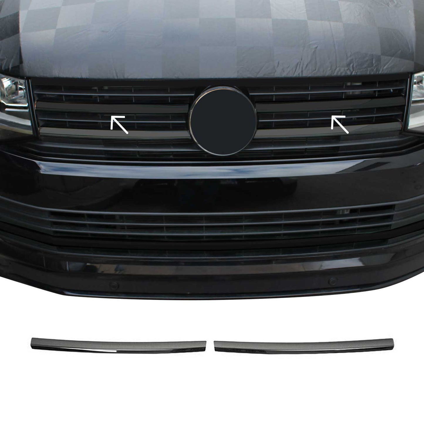 Kühlergrill Grillleisten für VW T6 Transporter Highline 2015-19 Chrom Dunkel 2x