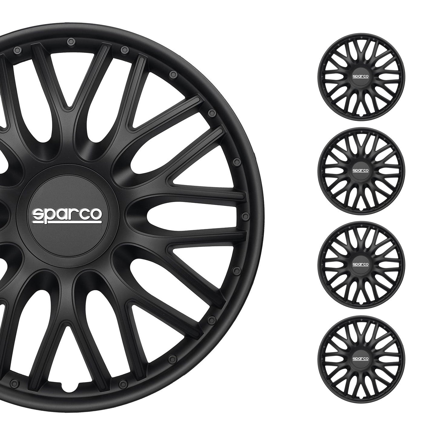 Radkappen Radzierblenden Sparco Roma 16" Zoll Auto Abdeckung Set Schwarz 4x