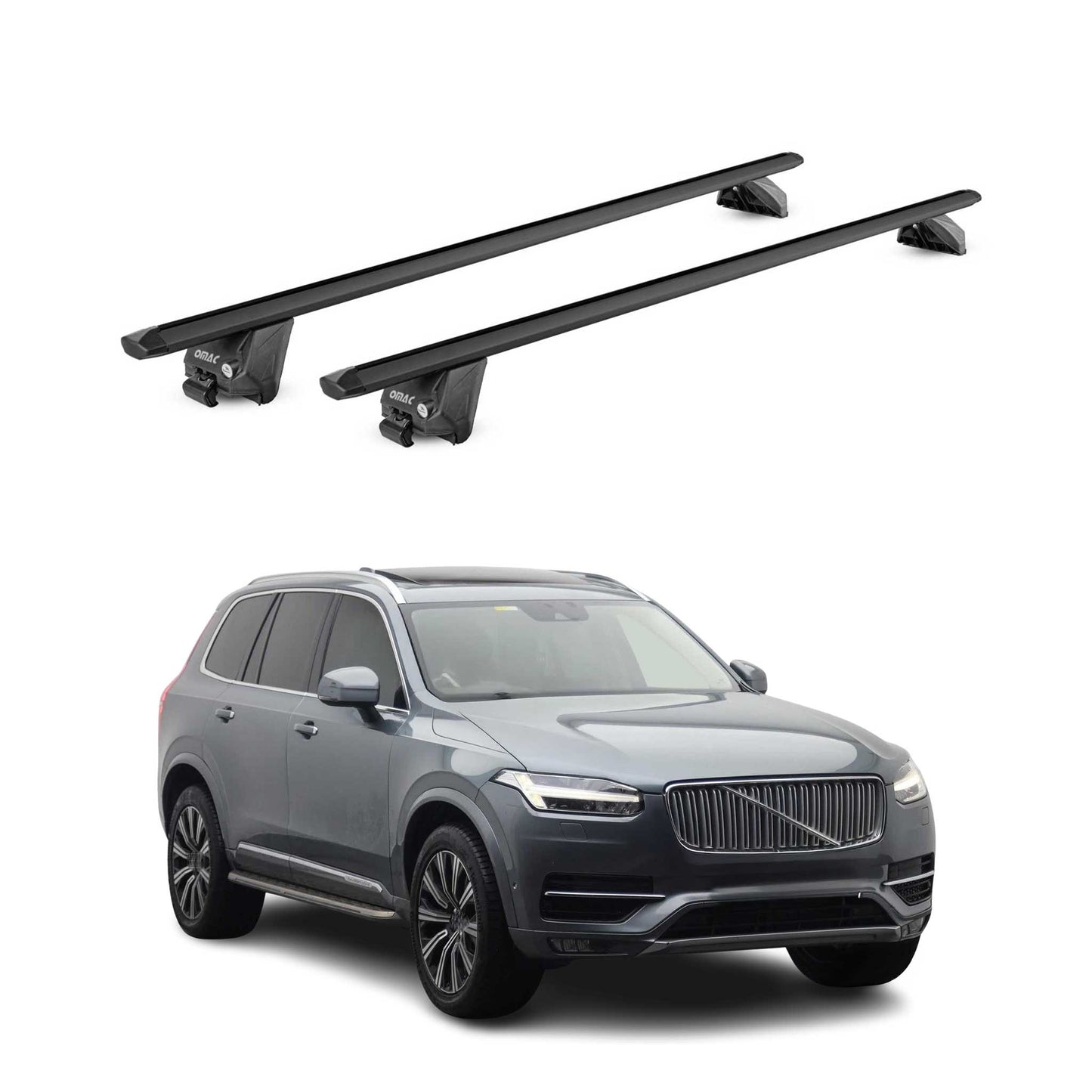 Dachträger Gepäckträger für Volvo XC90 2015-2025 Aluminium Schwarz 2 tlg ABE