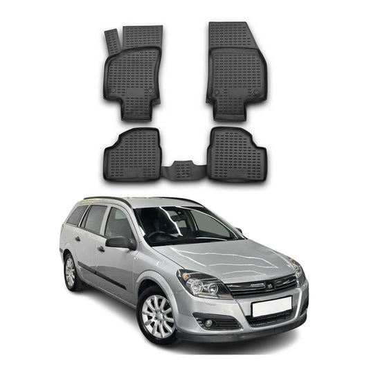 OMAC Gummimatten Fußmatten für Opel Astra 2004-2015 Caravan TPE Schwarz 4x