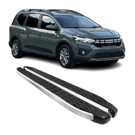 Praguri/praguri laterale din aluminiu pentru Dacia Jogger 2022-2025, negru/argintiu, set 2 piese