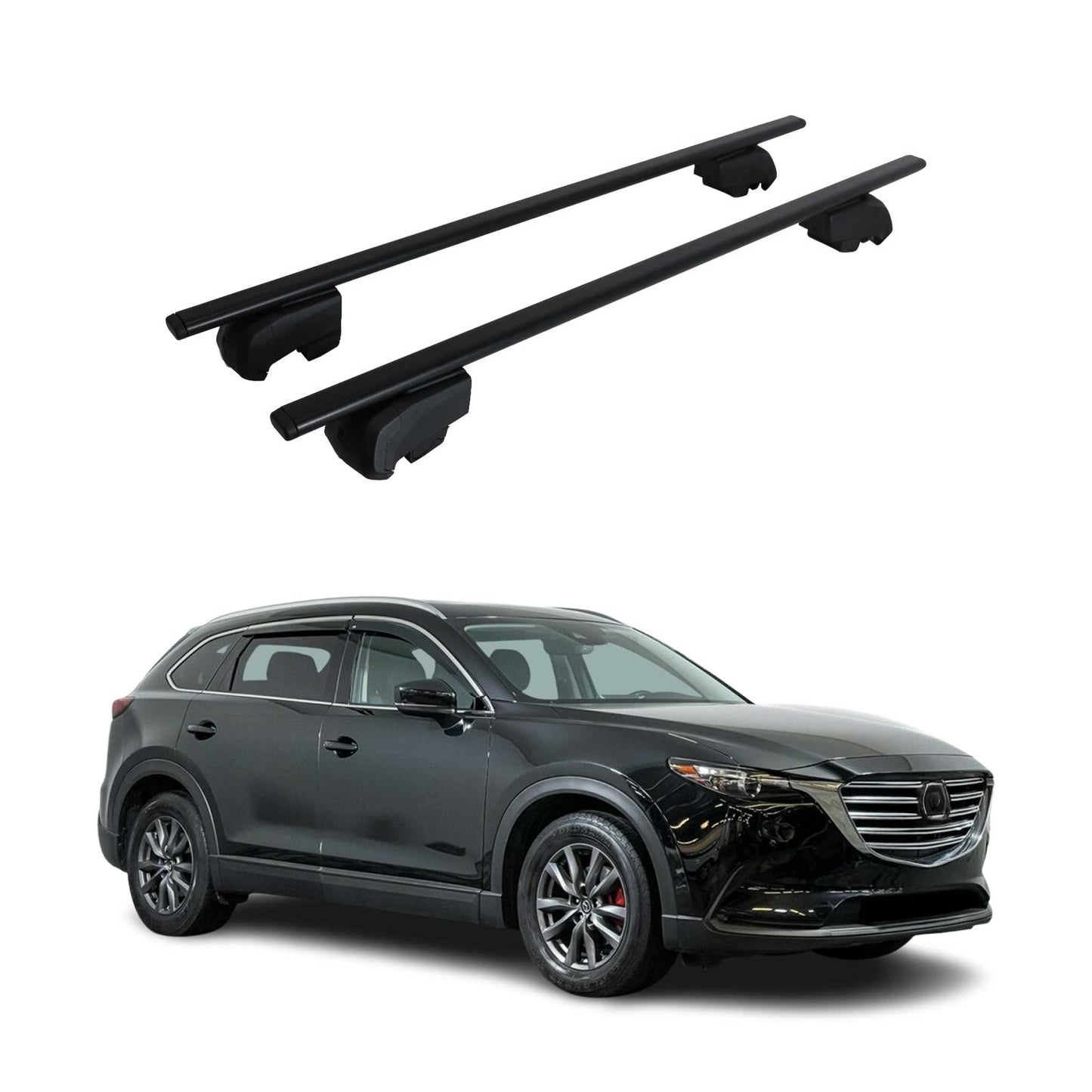Portbagaj de plafon pentru Mazda CX-9 2016-2024 75kg, negru metalic, 2 buc.