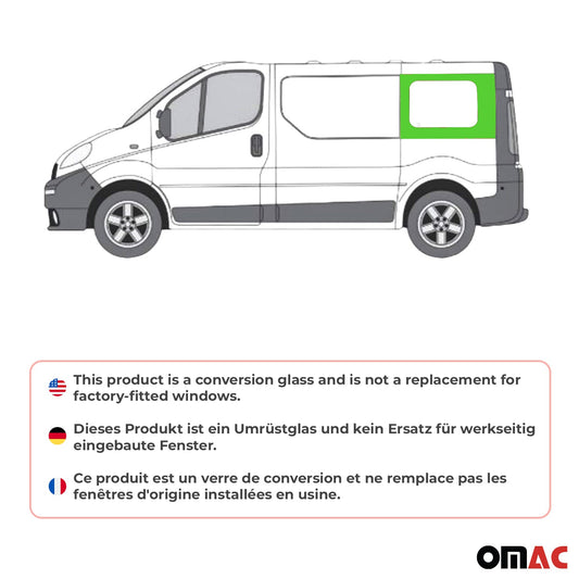 Auto Seitenfenster für Opel Vivaro 2001-2014 Links Seitenscheibe L1 Schwarz