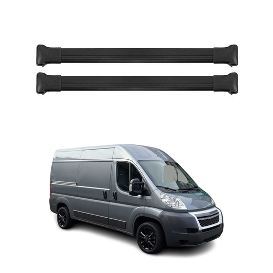 Dachträger Grundtäger für Citroen Jumper 2006-2025 75kg Aluminium Schwarz 2 tlg
