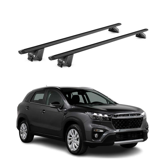 Portbagaj de plafon pentru Suzuki S-Cross 2022-2025, 100 kg, aluminiu, negru, 2 piese, omologat ABE