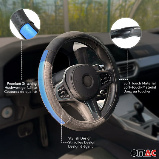 Lenkradbezug Lenkradschoner Lenkrad abdeckung Schwarz Halbmond Blau Ø 38-40 cm