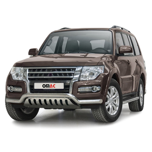Bară de protecție/buton față pentru Mitsubishi Pajero 2014-2022, oțel inoxidabil, omologată ABE, argintiu