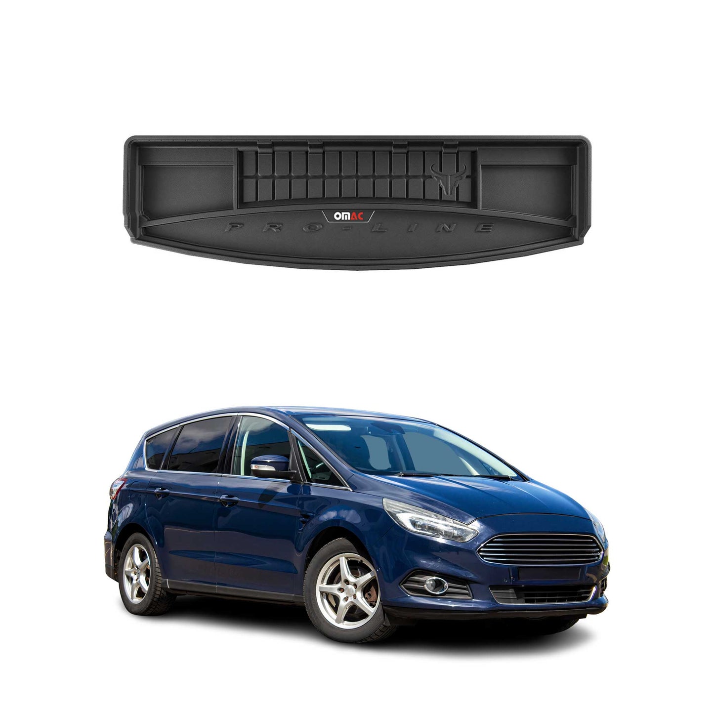 OMAC Gummi Kofferraumwanne für Ford S-Max 2015-2024 7-sitz TPE Laderaumwanne