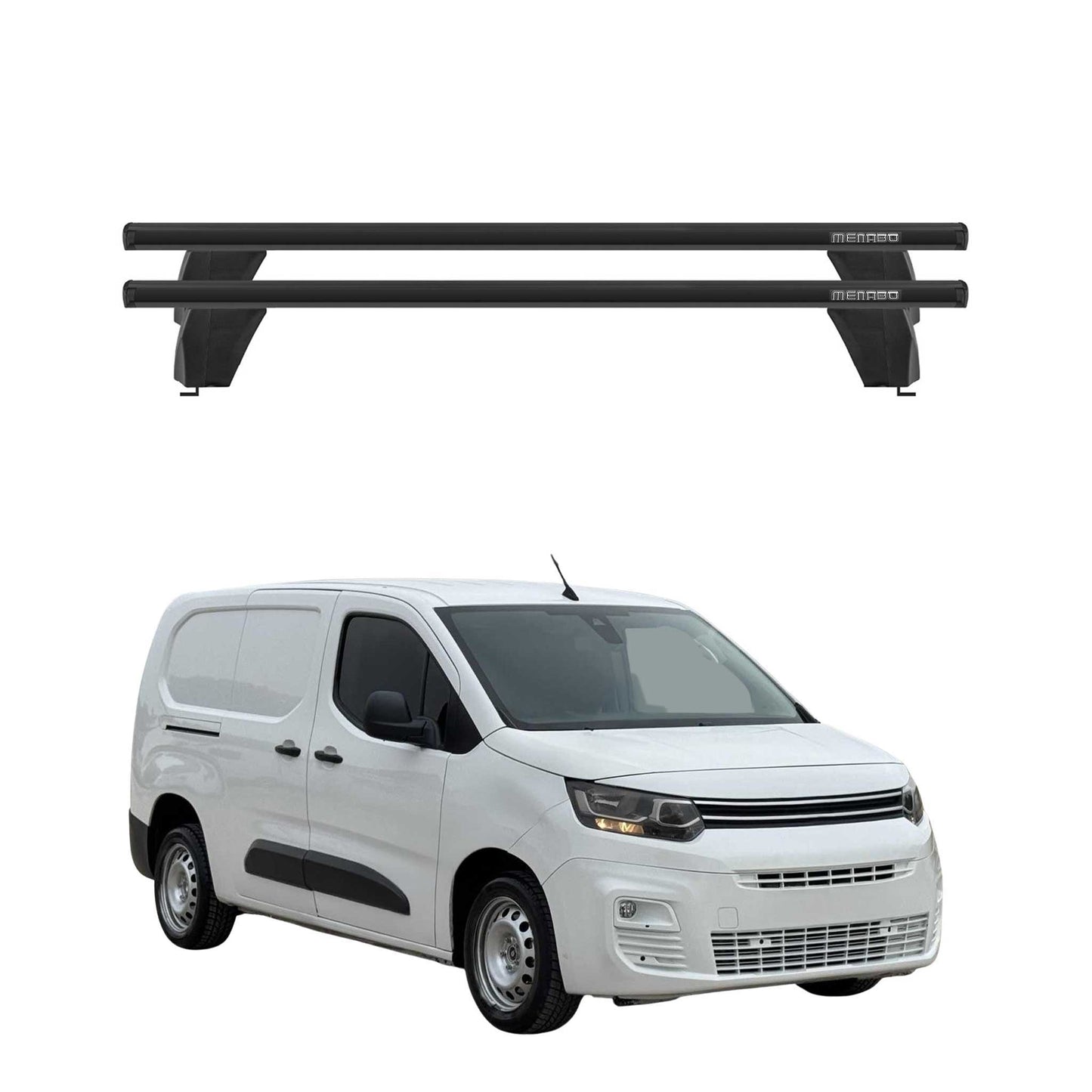 Menabo Dachträger Grundtäger für Citroen Berlingo 2018-2025 75kg Alu Schwarz 2x