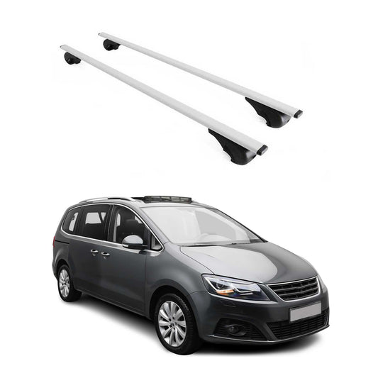 Portbagaj de plafon pentru Seat Alhambra mk2 2010-2020 75kg metal argintiu 2 buc