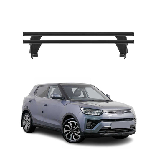 Menabo Dachträger Grundträger für Ssangyong Tivoli 2015-2023 Alu Schwarz 2tlg