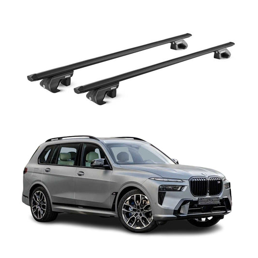 Portbagaj de plafon pentru BMW X7 G07 2018-2025 5 uși 90 kg aluminiu negru 2 piese ABE