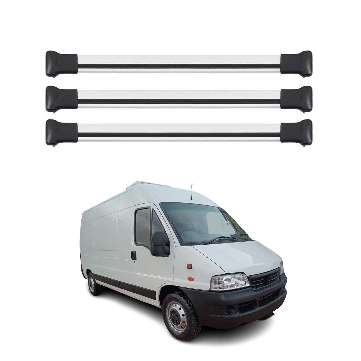 Portbagaj de plafon pentru Fiat Ducato 2006-2025 75kg aluminiu argintiu 3 buc
