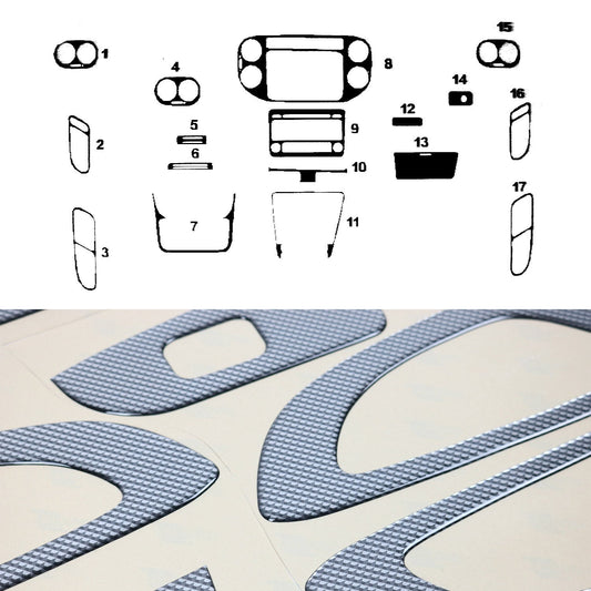 Innenraum Dekor Cockpit für VW Tiguan 2011-2016 FL Carbon Optik 17tlg