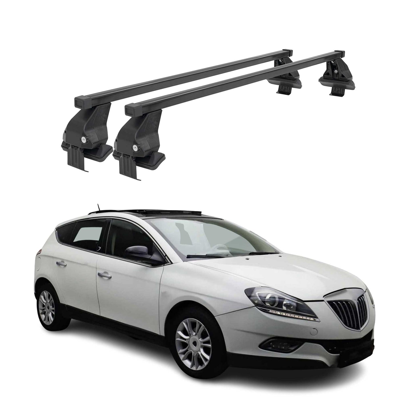 Menabo Dachträger Grundtäger für Lancia Delta 2008-2014 50kg Stahl Schwarz 2 tlg