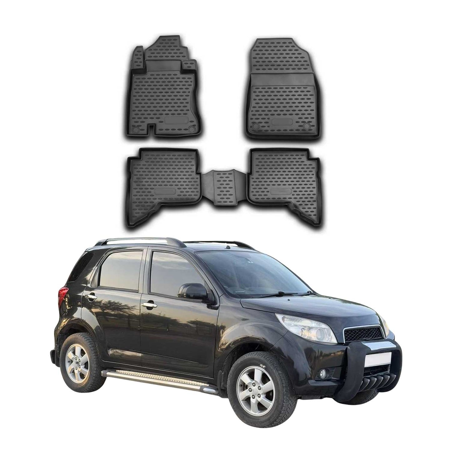 OMAC Gummimatten Fußmatten für Daihatsu Terios 2006-2017 TPE Matten Schwarz 4x