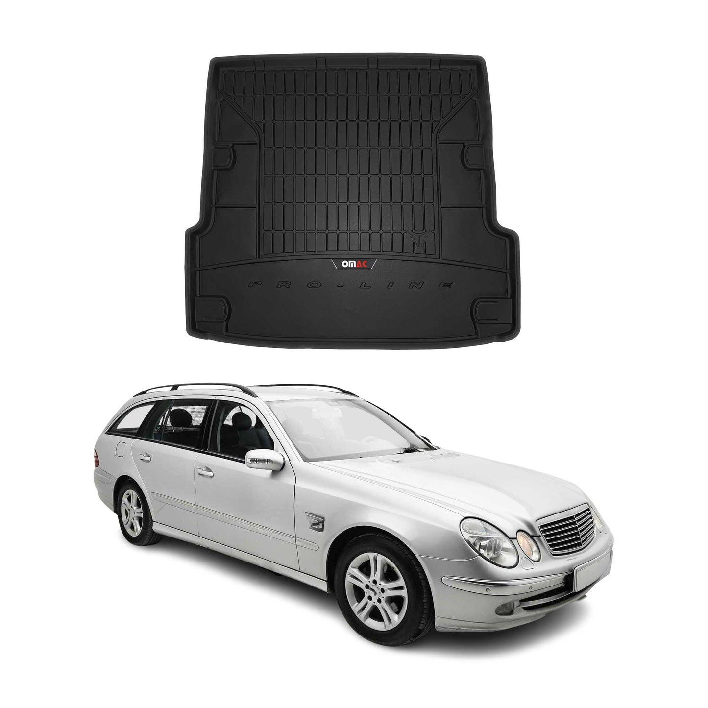 OMAC Gummi Kofferraumwanne für Mercedes E Klasse S211 2002-2009 TPE Schwarz