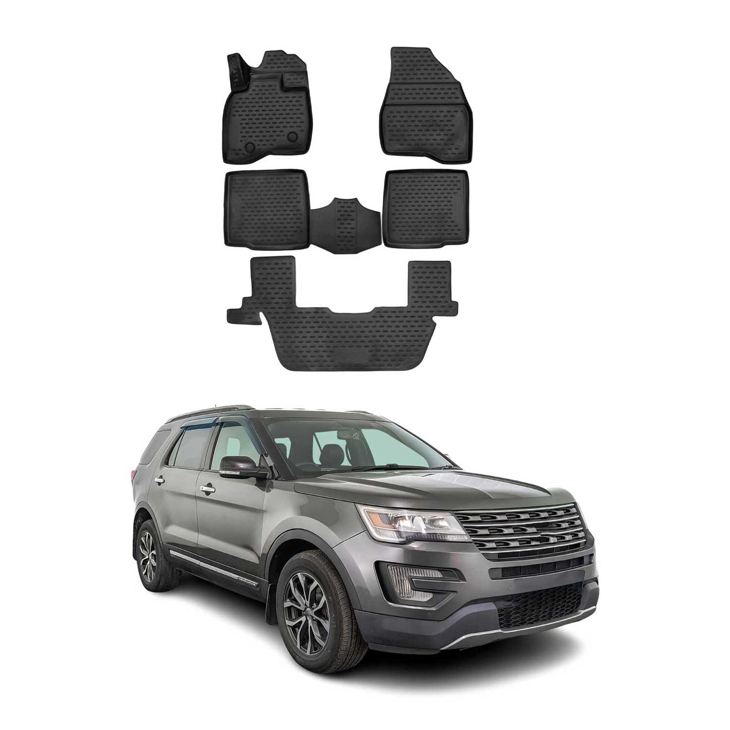 2015-2019 Ford Explorer Fußmatten TPE Schwarz 5 tlg