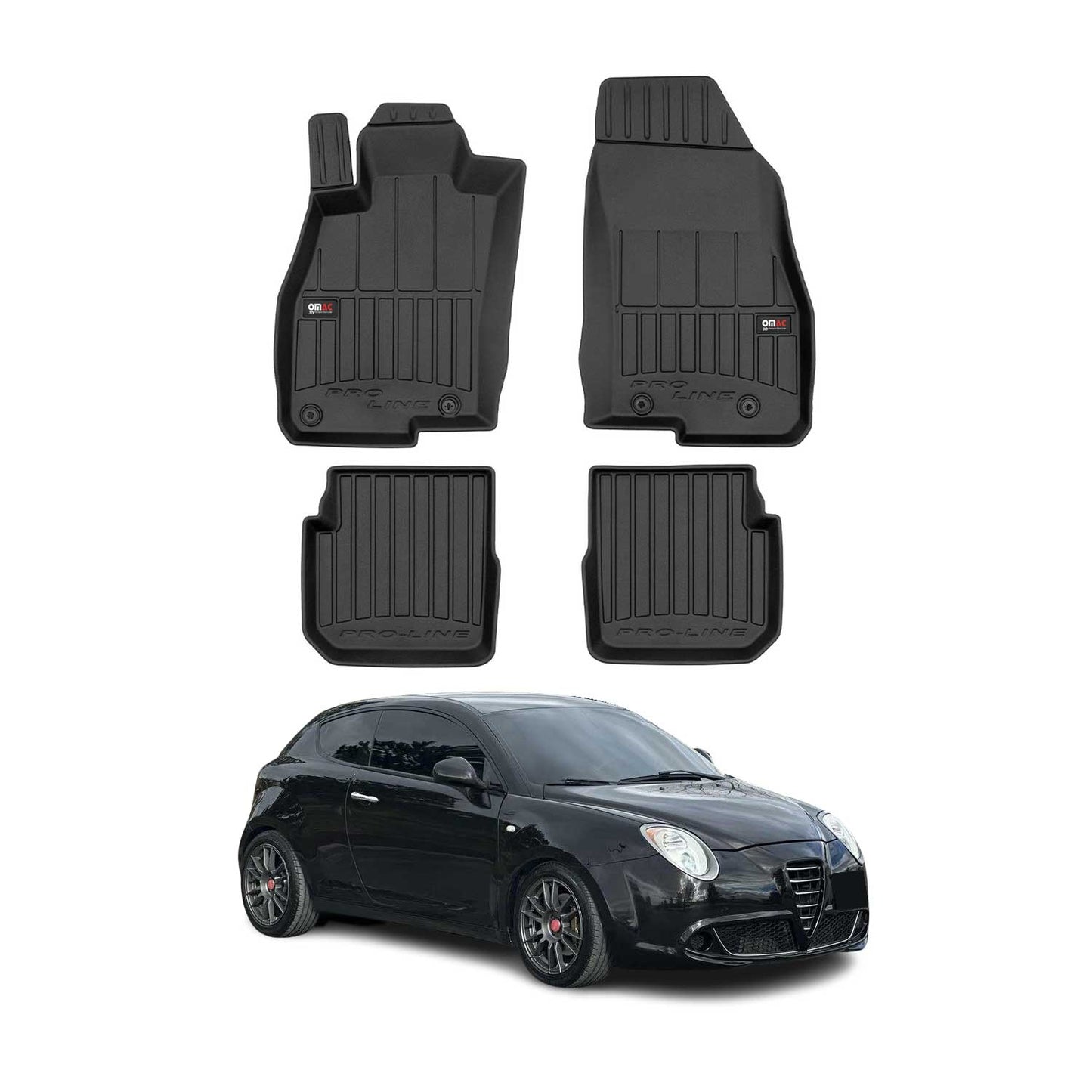 Covorașe auto Alfa Romeo Mito 2008-2018, TPE, negre, 4 buc.