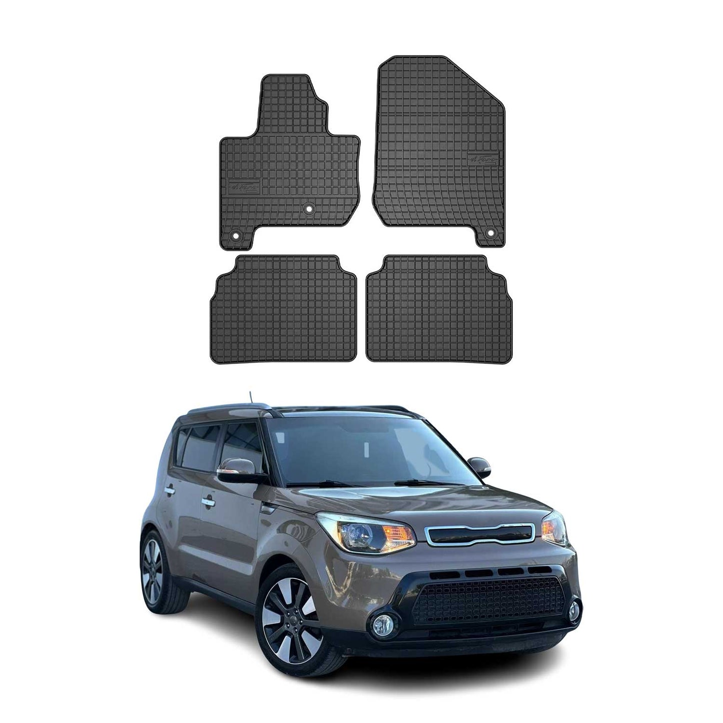 Covorașe de cauciuc Kia Soul EV 2014-2019, set de 4 piese, negru