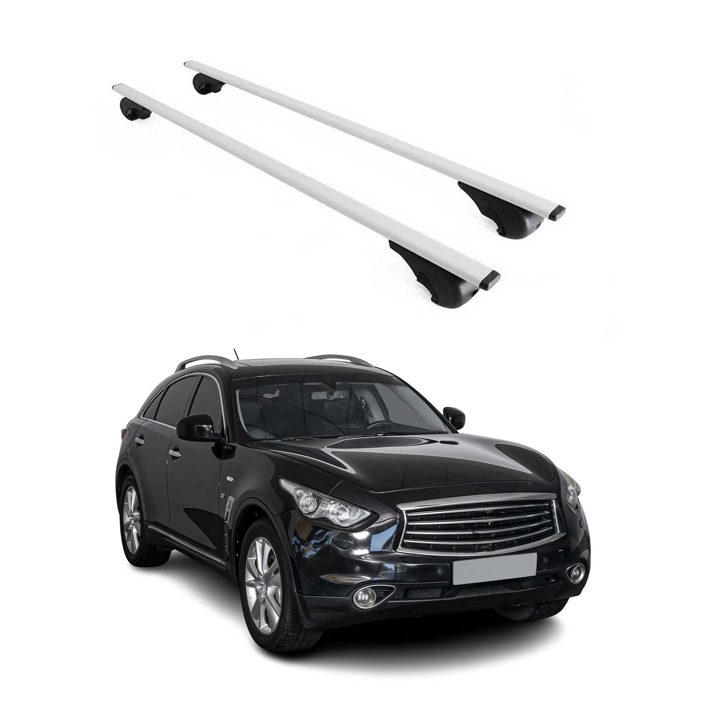 Portbagaj de plafon pentru Infiniti QX70 2013-2019 75kg metal argintiu 2 buc