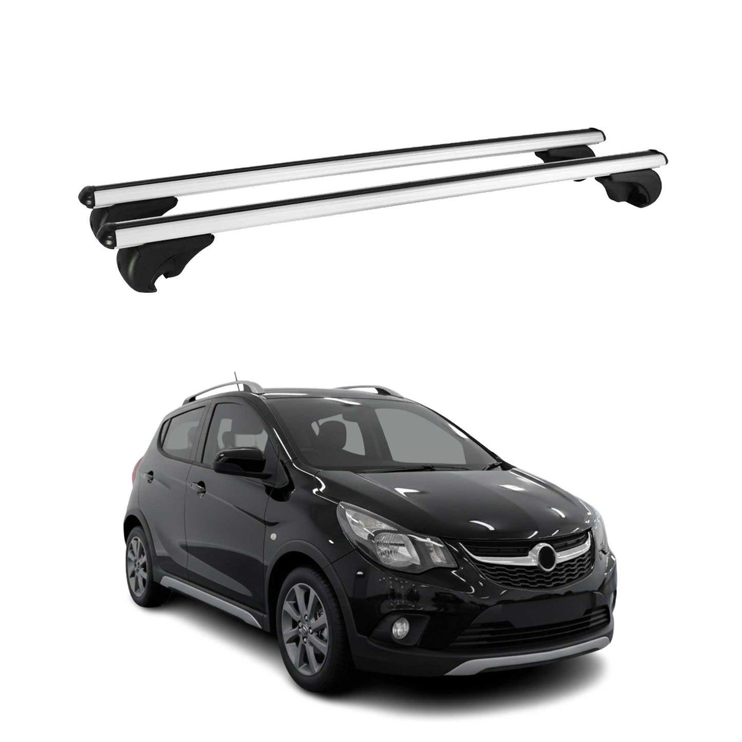 Portbagaj de plafon pentru Opel Karl Rocks 2016-2019 75kg aluminiu argintiu 2 buc