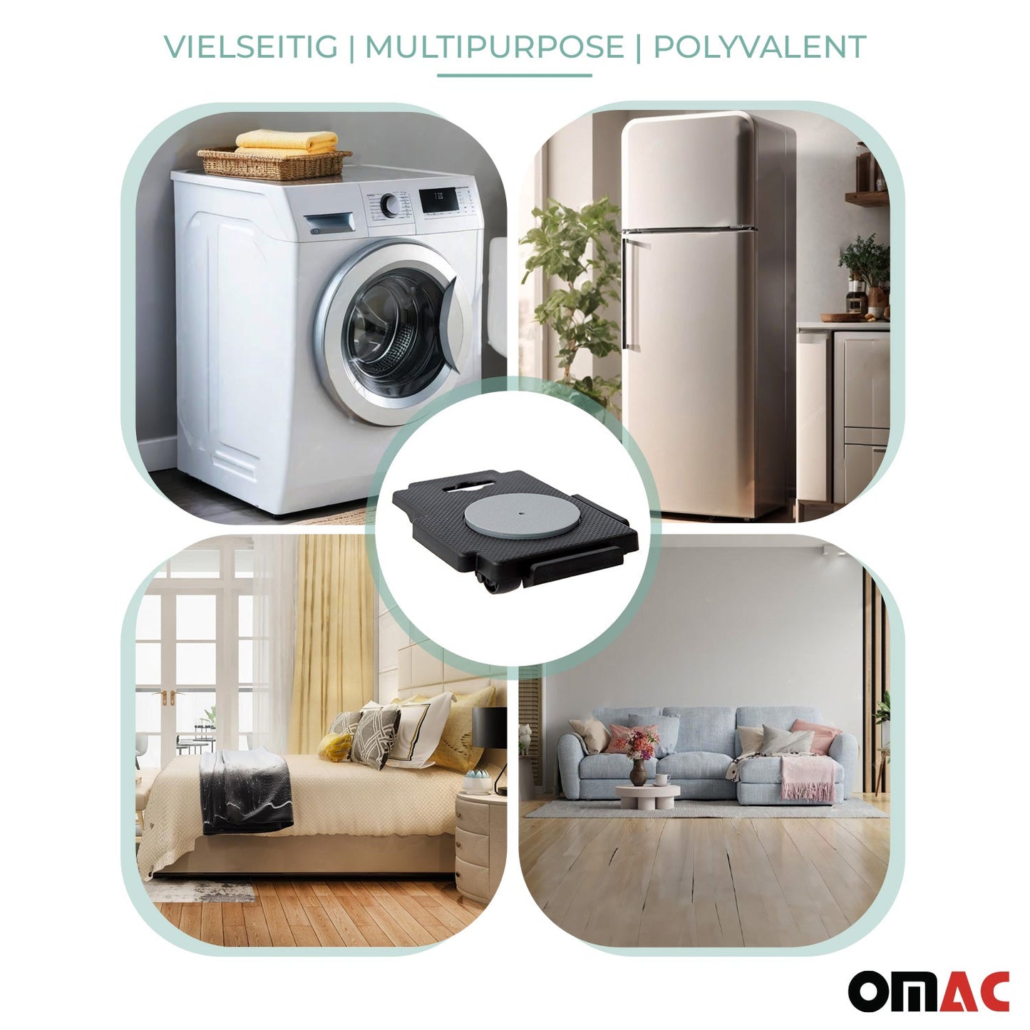 Wózek do transportu mebli 150 kg, wózek meblowy, podwozie transportowe, podnóżek, zestaw 4 szt.