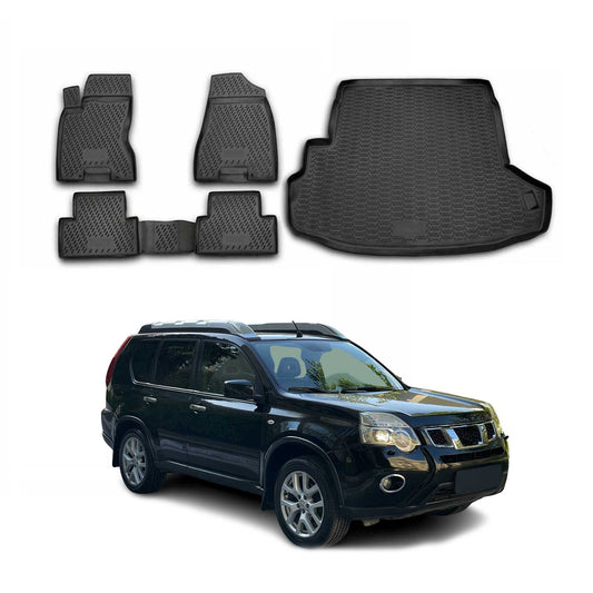Set covorașe și portbagaj pentru Nissan X-Trail T31 2007-2013 TPE Negru