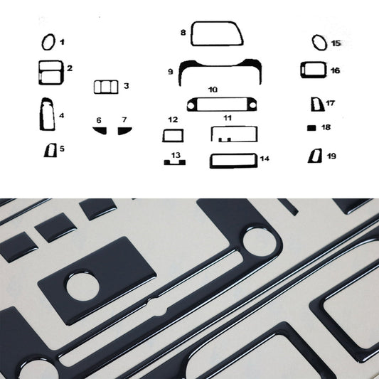 Ornamente interioare cockpit pentru Honda Civic 1995-2000, aspect negru piano, 19 piese