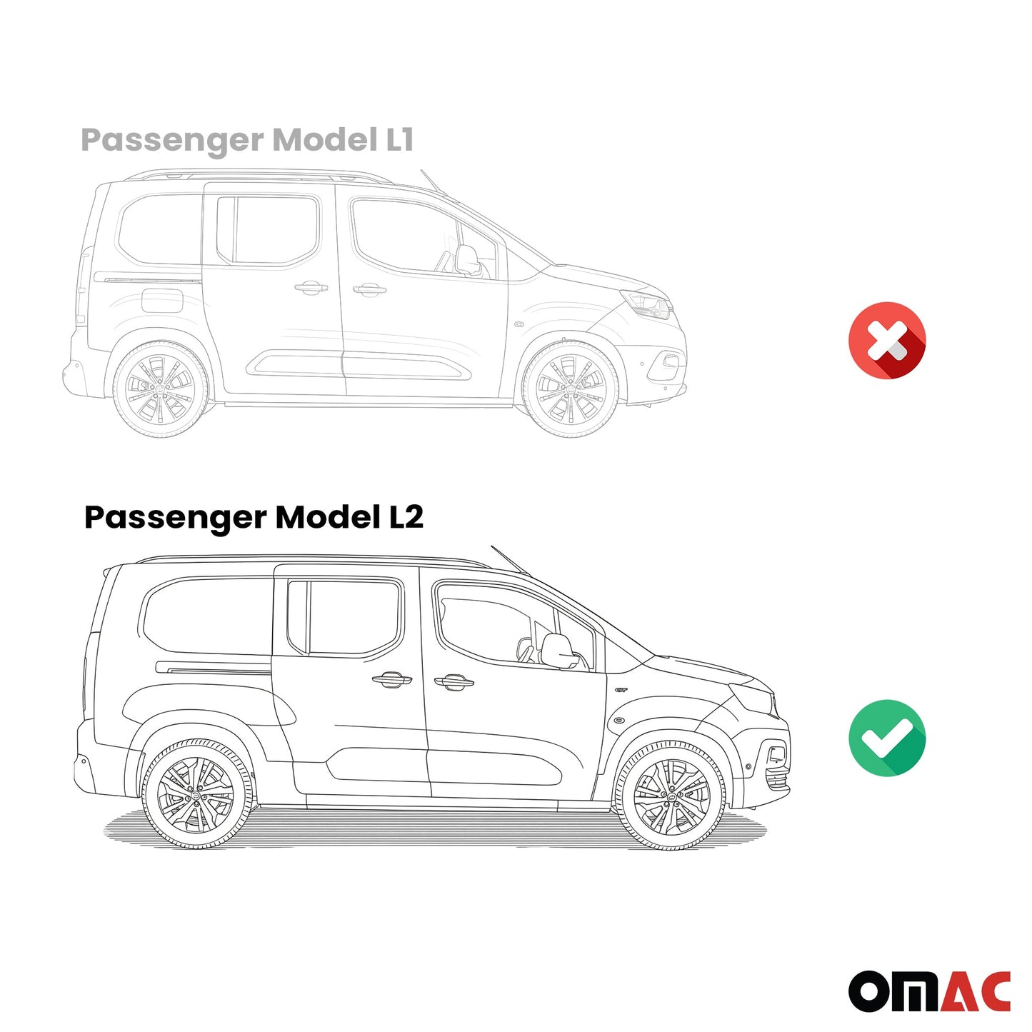 Trittbretter Seitenschweller für Peugeot Rifter 2019-25 Kombi L2 Schwarz Alu 2x