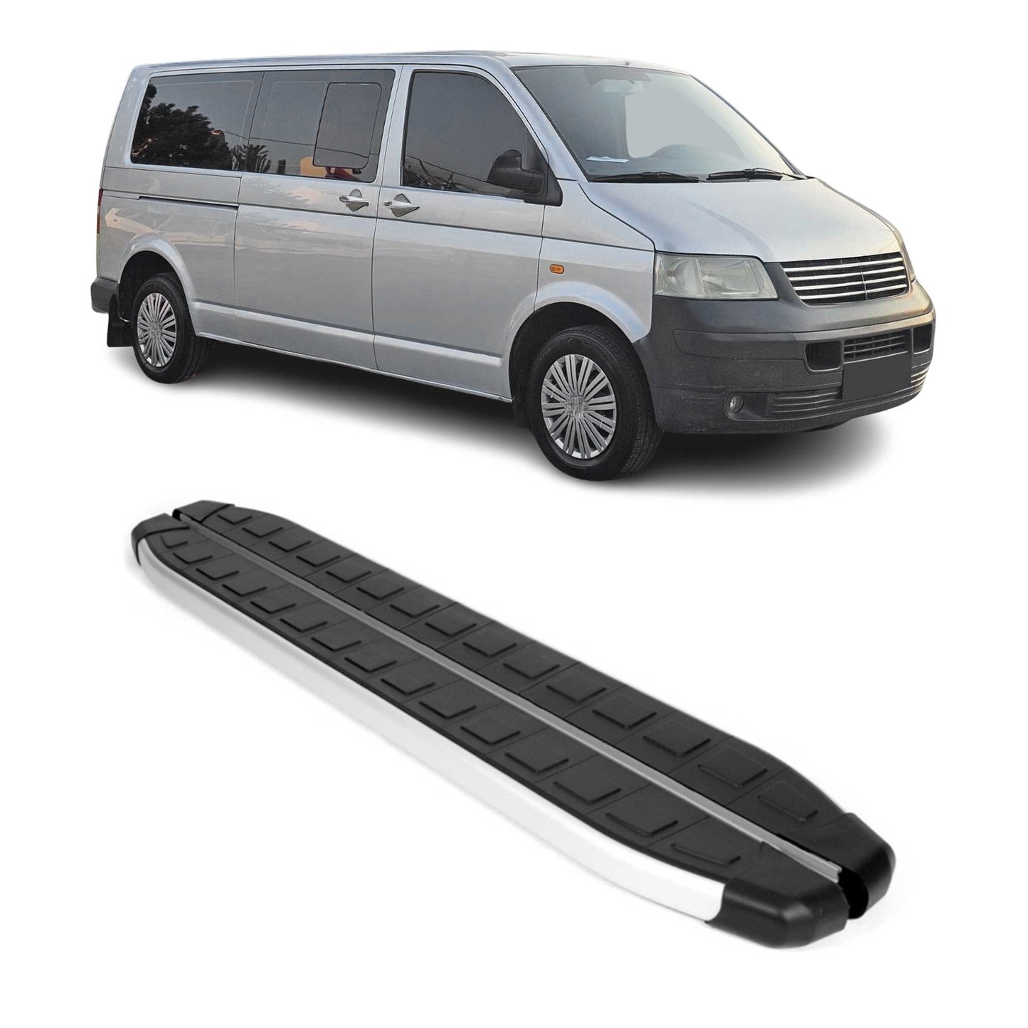 Seitenbretter Trittbretter für VW Transporter T5 2003-2015 L2 Langer Alu Schwarz