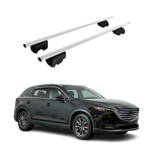 Portbagaj de plafon pentru Mazda CX-9 2016-2024 75kg metal argintiu 2 buc