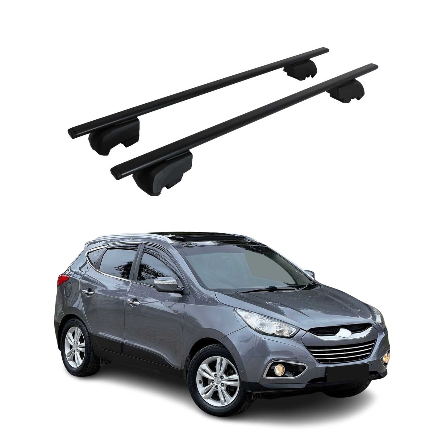 Portbagaj de plafon pentru Hyundai ix35 2010-2015 75kg, negru, metal, 2 buc.