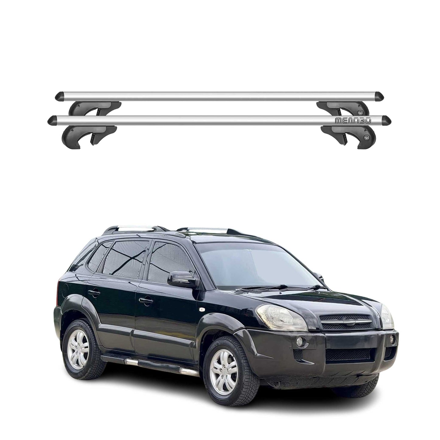 Menabo Dachträger Grundtäger für Hyundai Tucson mk1 2004-2010 90kg Alu Grau 2x