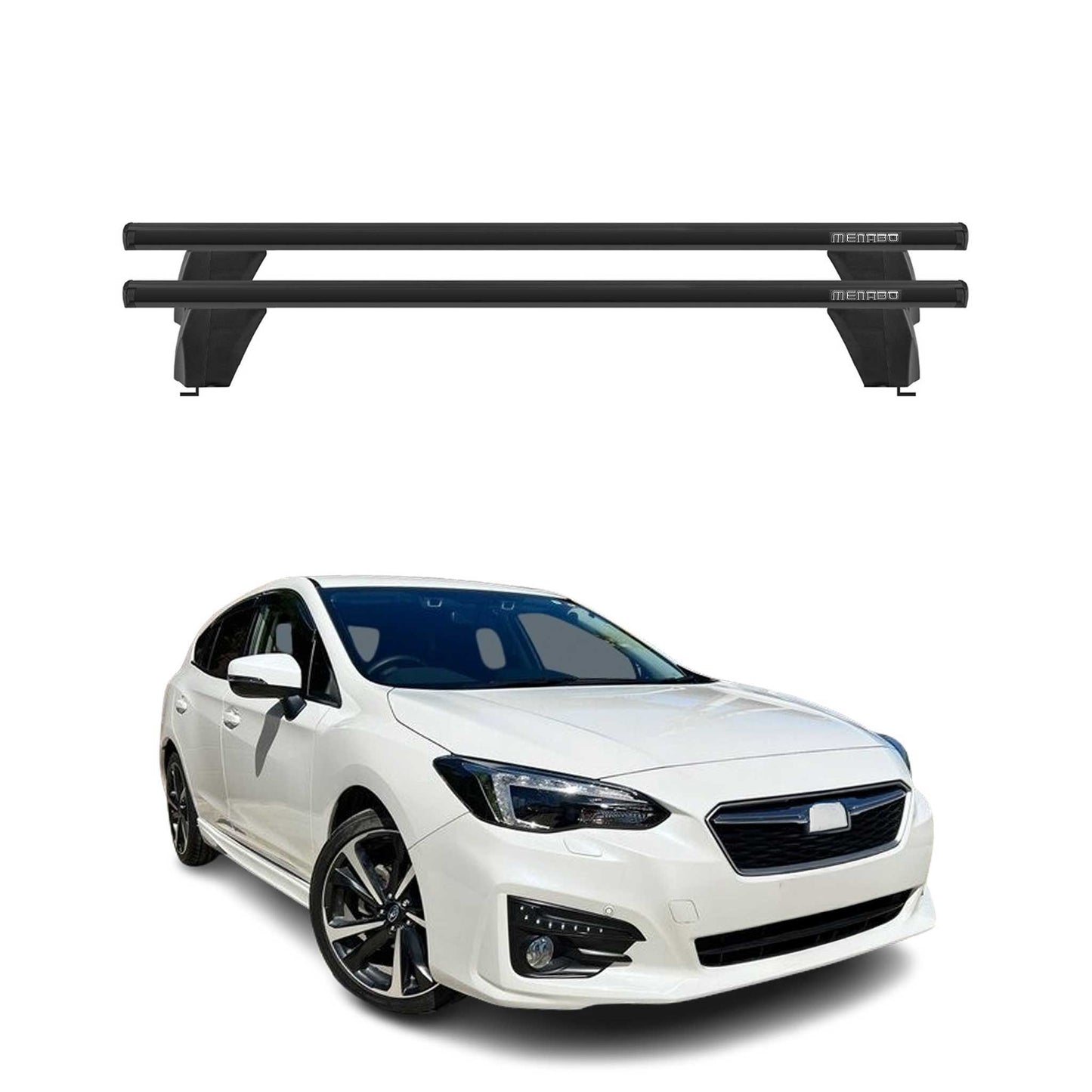 Menabo Dachträger für Subaru Impreza mk5 Stufenheck 2016-2025 75kg Alu Schwarz