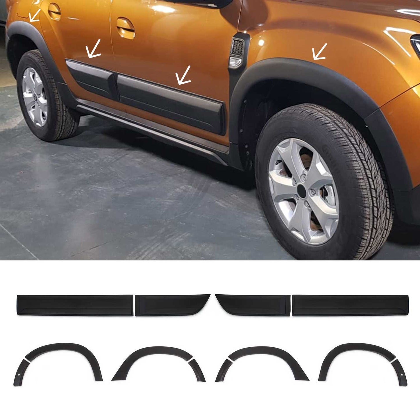 Radläufe Kotflügel Verbreiterung & Türleisten für Dacia Duster 2018-2025