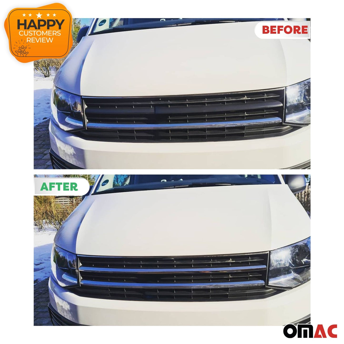 Benzi decorative grilă radiator pentru VW T6 Transporter Caravelle 2015-2019 Highline Chrome 2x