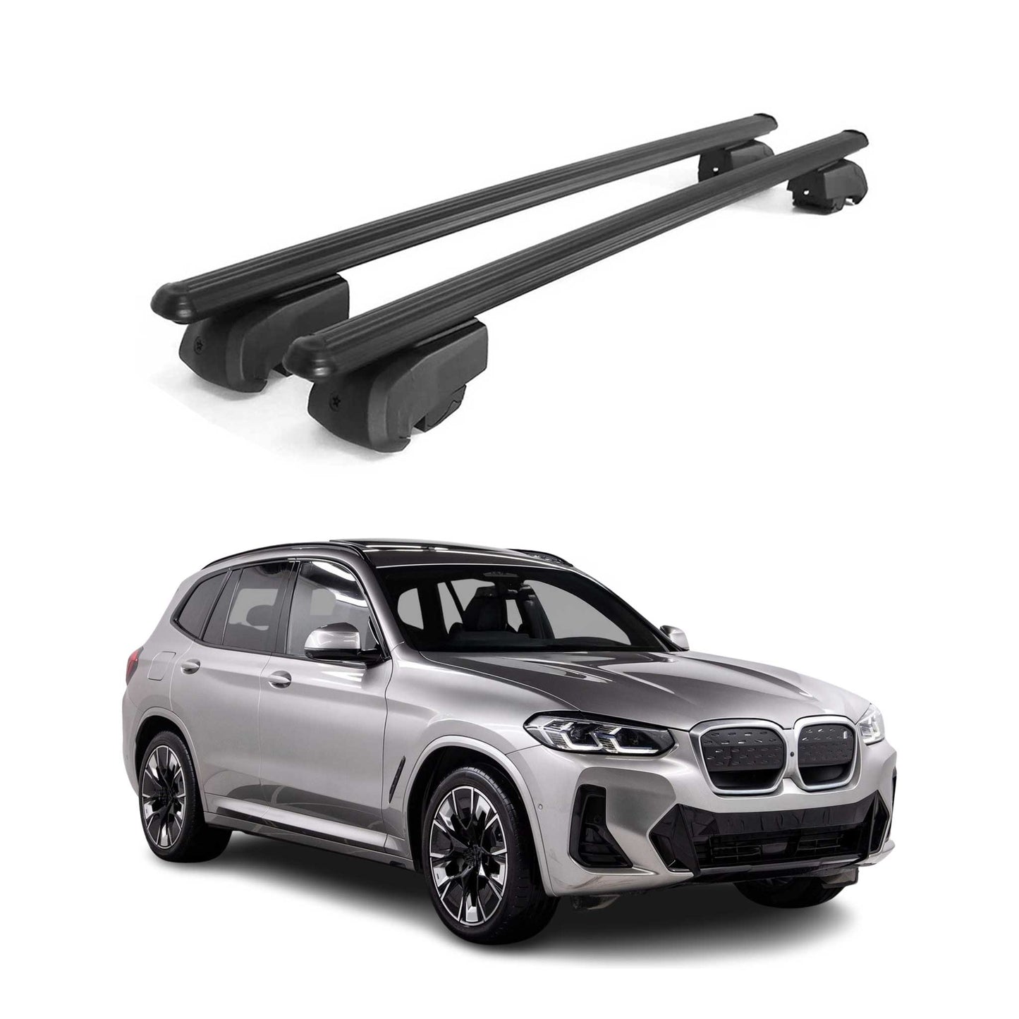 Dachträger Gepäckträger für BMW iX3 G08 2020-2025 ABE Aluminium Schwarz 2x