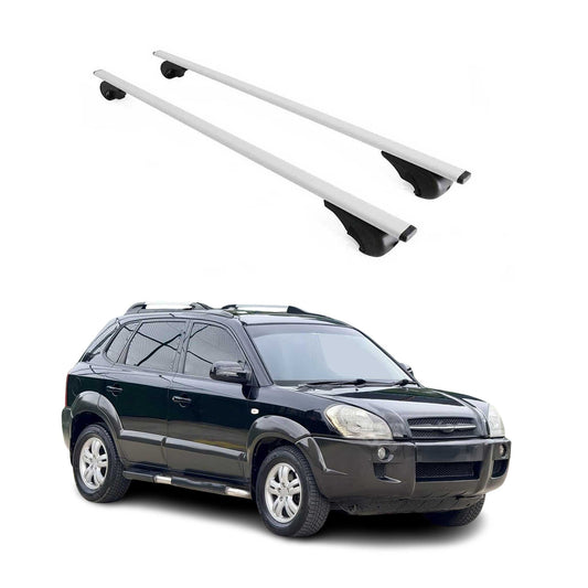 Portbagaj de plafon pentru Hyundai Tucson mk1 2004-2010 75kg metal argintiu 2 buc