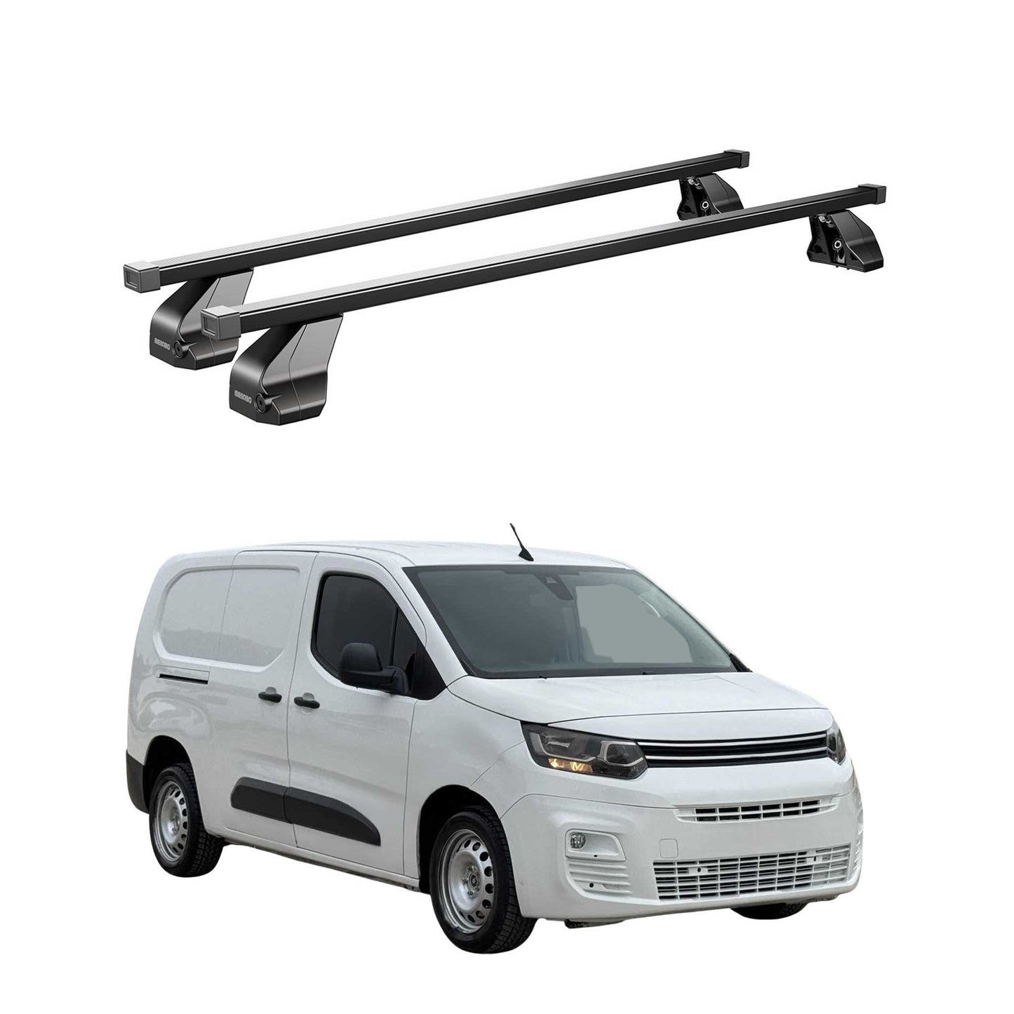 Menabo Dachträger Grundtäger für Citroen Berlingo 2018-2025 75kg Stahl Schwarz