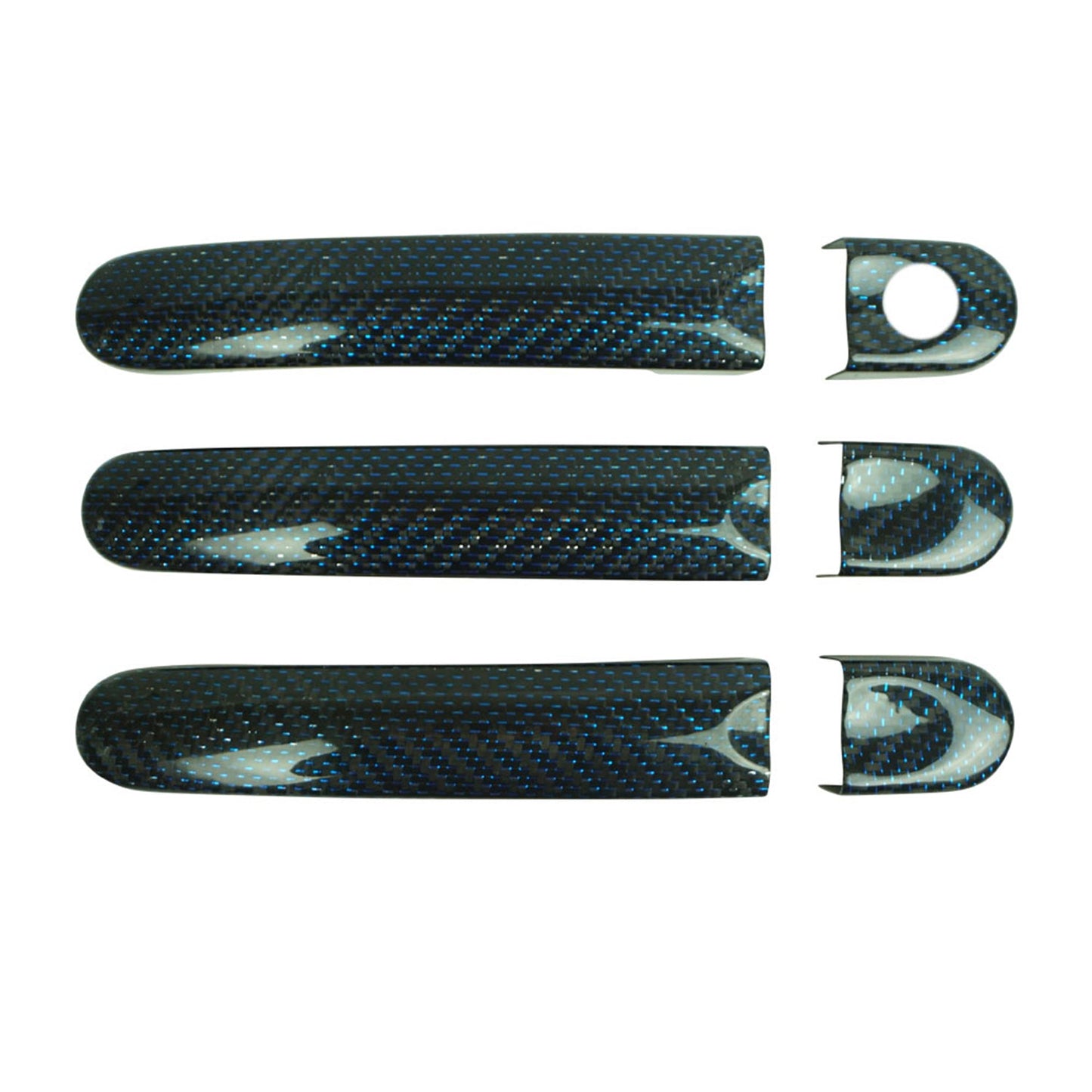 Ornamente mâner ușă, capace mâner ușă pentru VW Caddy 2015-2020 3 uși, fibră de carbon, albastru, 6x