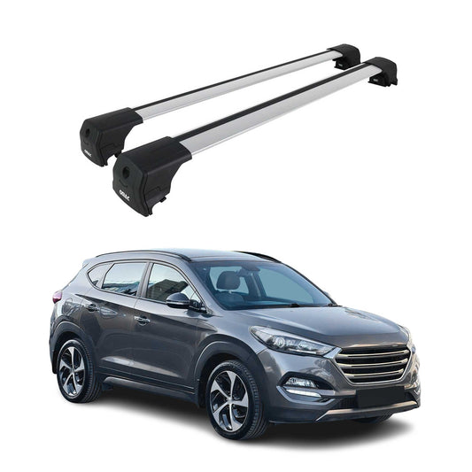 Portbagaj de plafon pentru Hyundai Tucson mk3 2015-2020 75kg aluminiu argintiu 2 piese