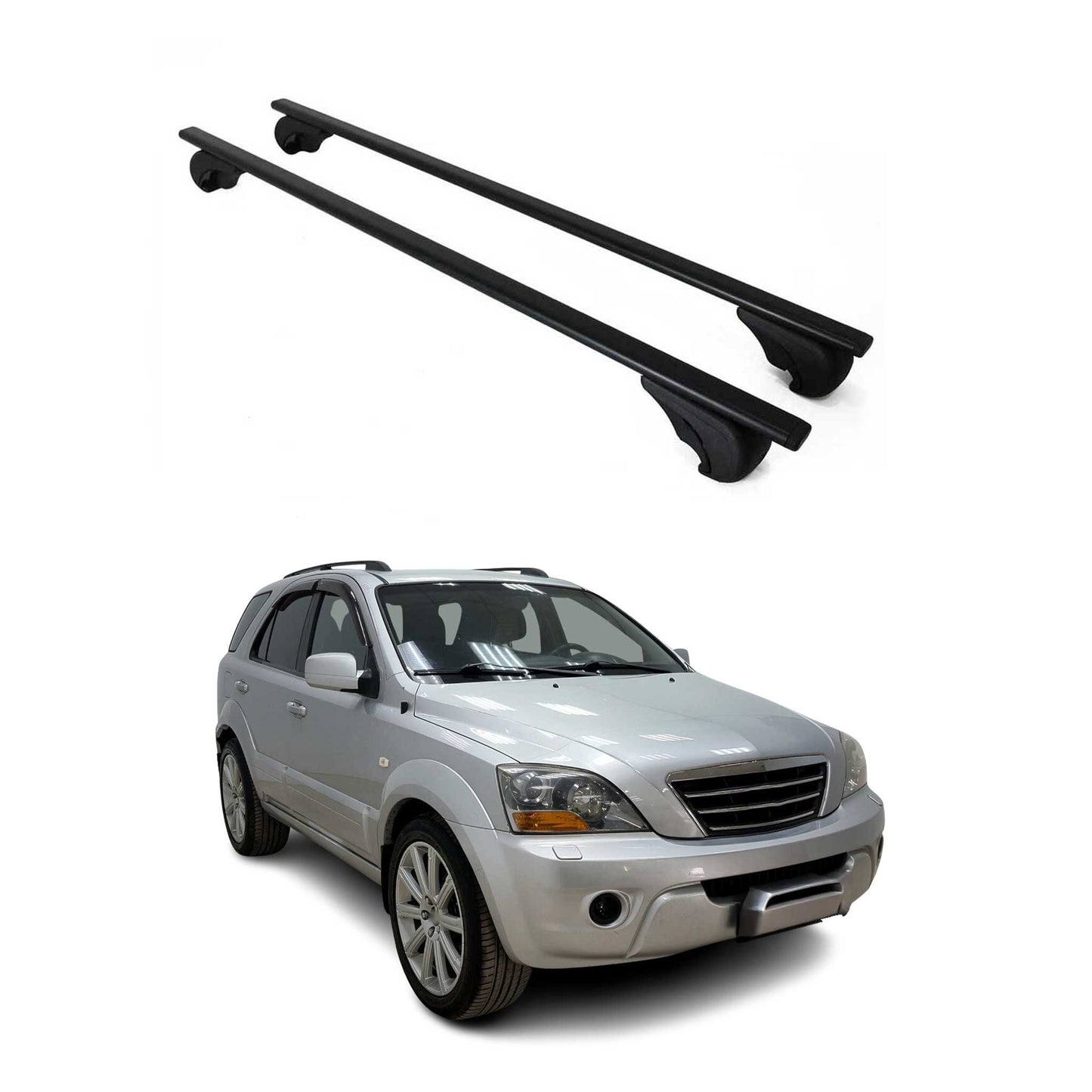 Dachträger Grundtäger für Kia Sorento 2002-2009 75kg Metall Schwarz 2 tlg