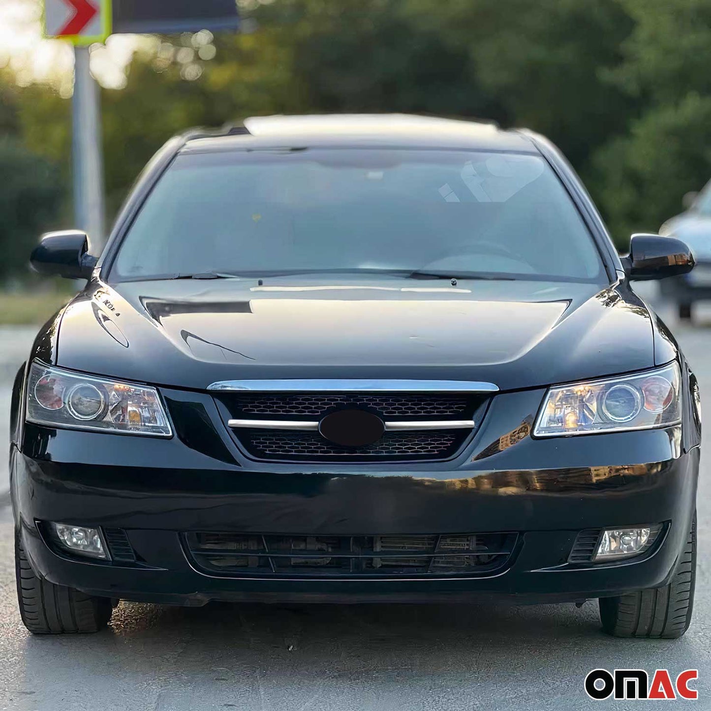 Benzi decorative grilă radiator pentru Hyundai Sonata 5 2005-2010, crom-argintiu, 2x