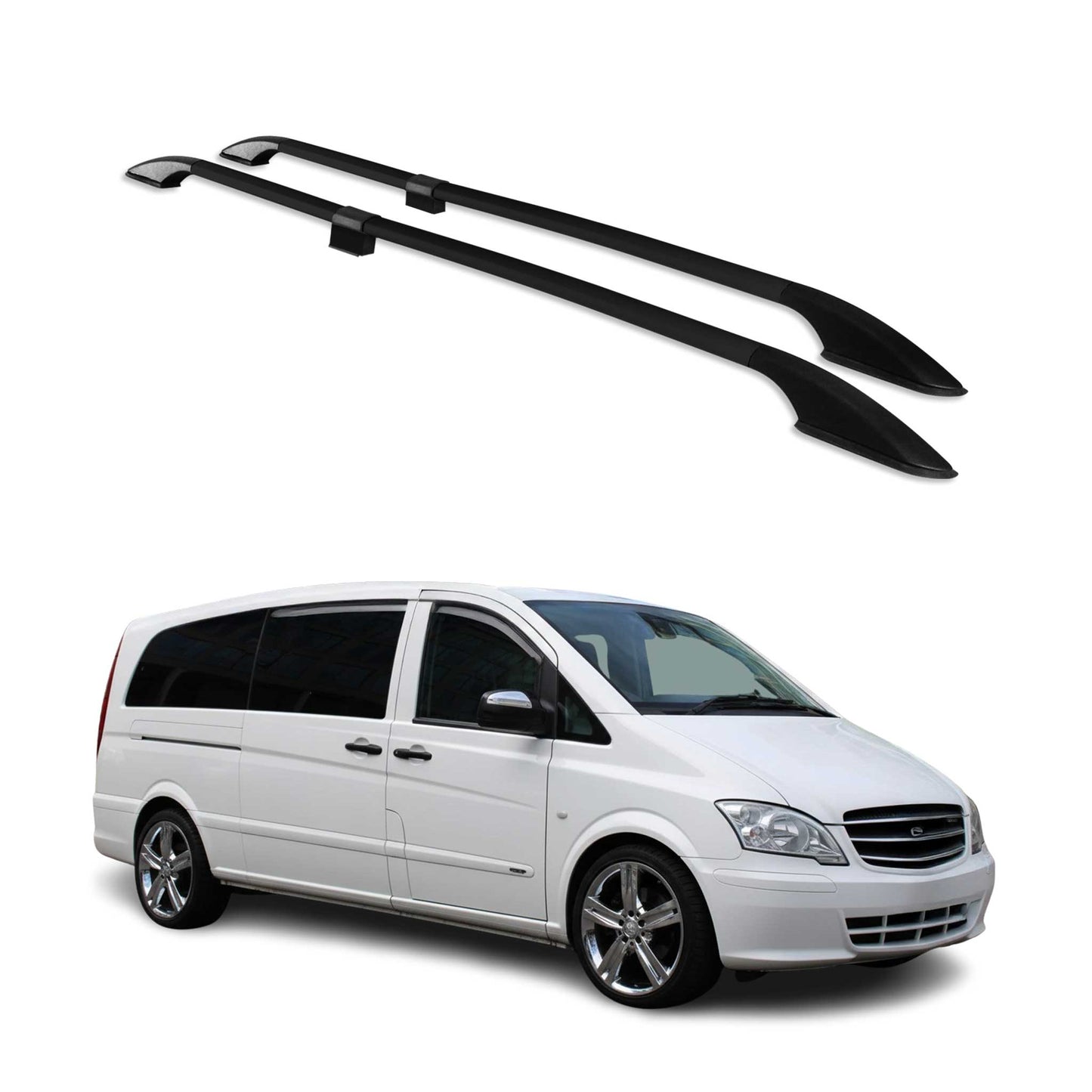Dachreling für Mercedes Viano W639 2003-2014 Alu Schwarz L3 Langer Radstand