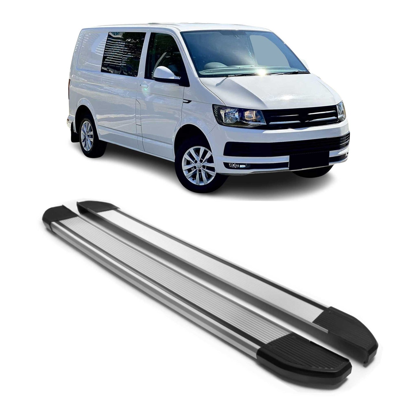 Alu Seitenschweller Trittbretter für VW T6 T6.1 alle 2015-2024 L1 Kurzer Grau